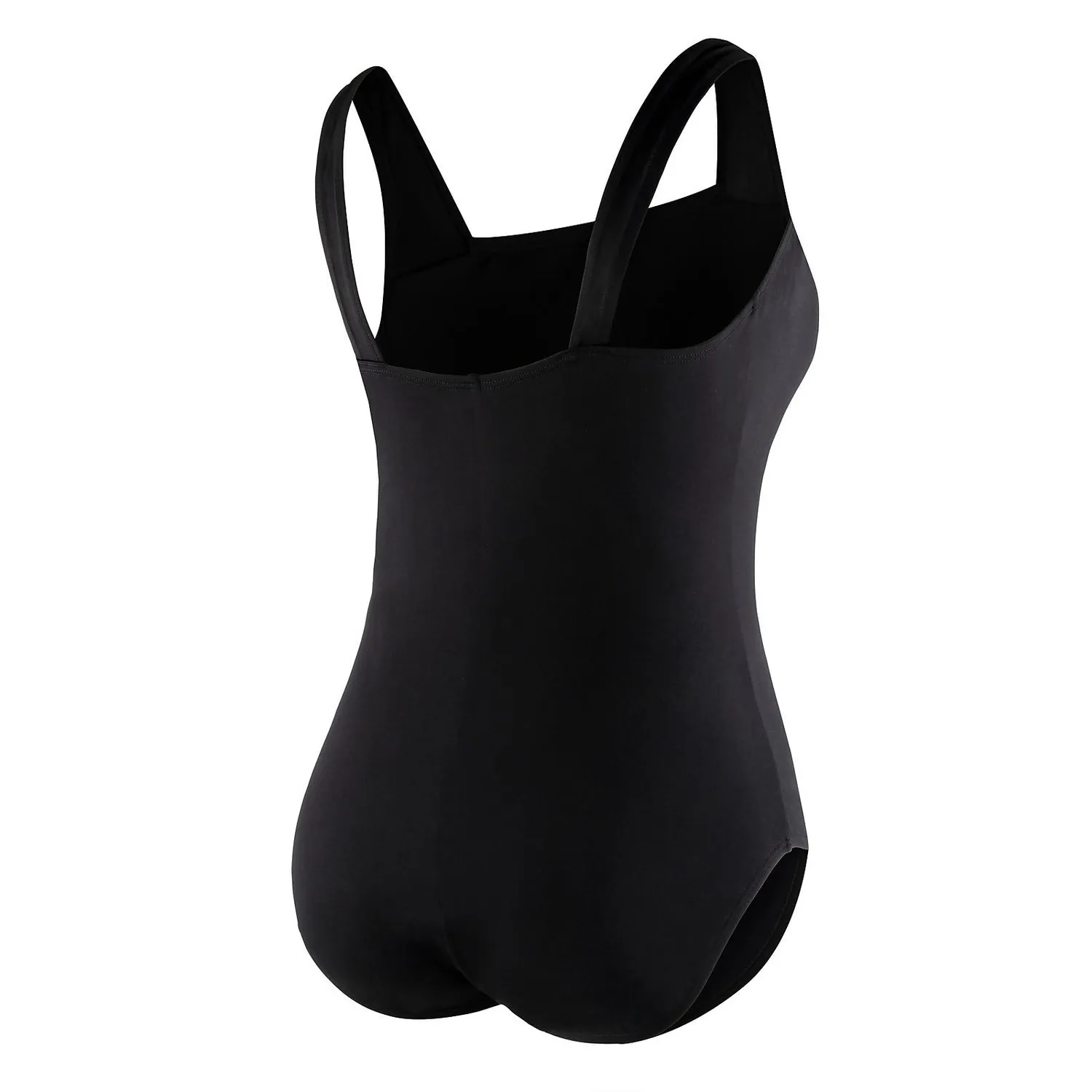 Speedo Plus Solid Shirred Tank Fitness One Piece Swimsuit - Black