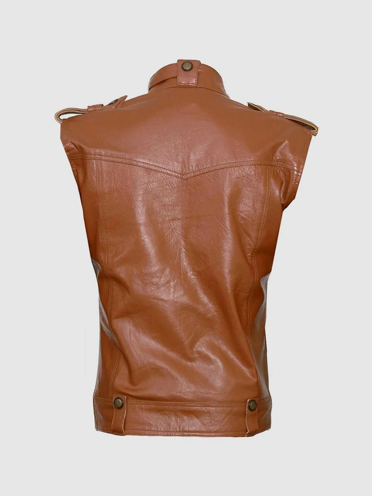 Tan Leather Biker Vest