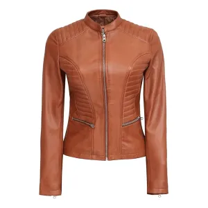 Turbo Brown Ladies Leather Motorcycle Jacket