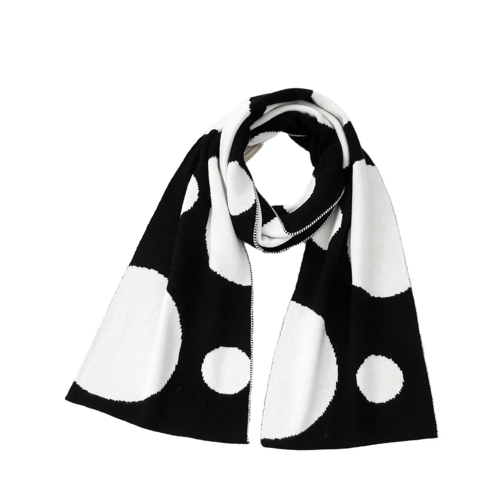 Two Color Circle Irregular Scarf Women Minimalist Thickened Warm Knitted Scarf