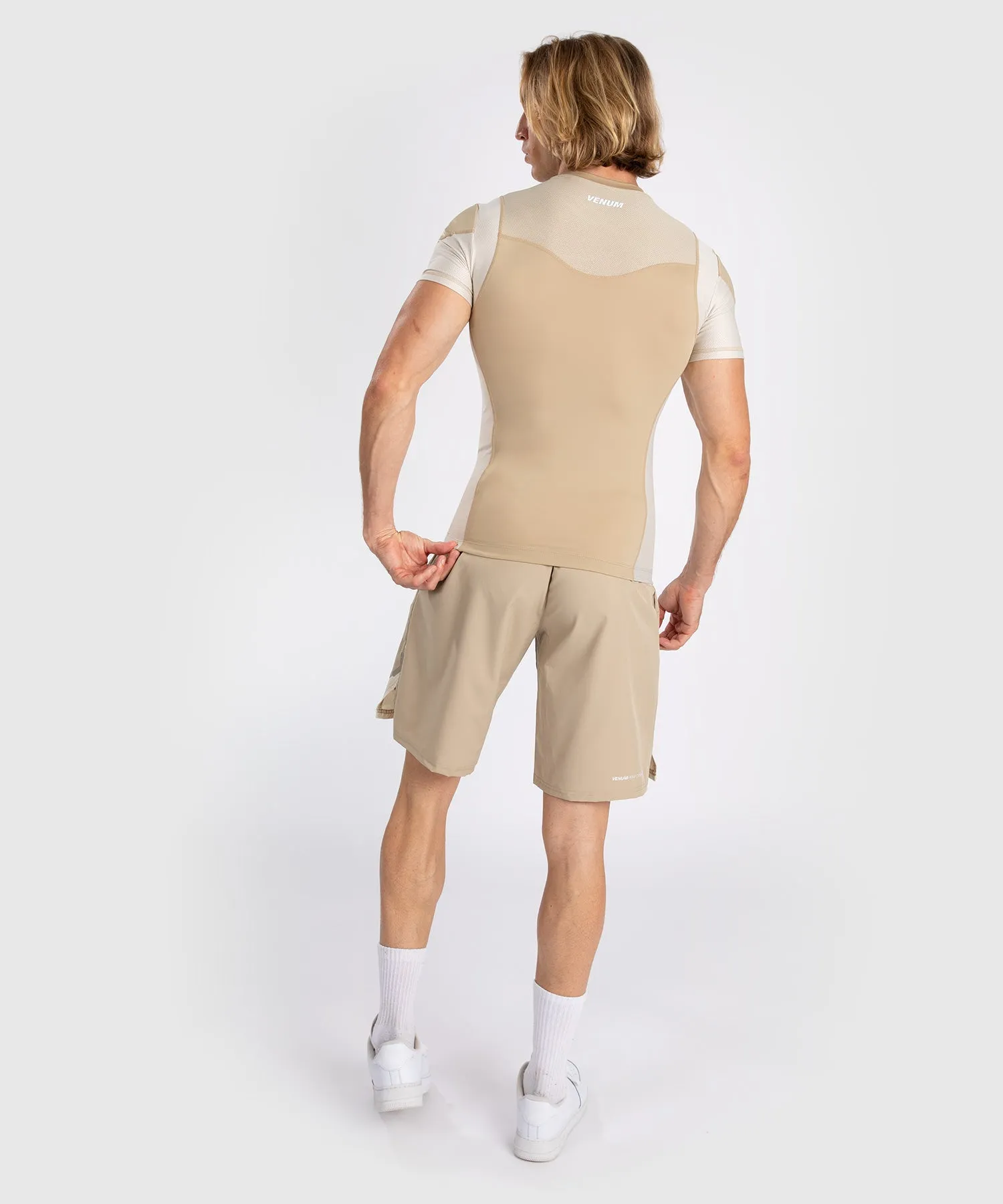 Venum Tempest Men's Short Sleeve Rashguard - Beige/Sand