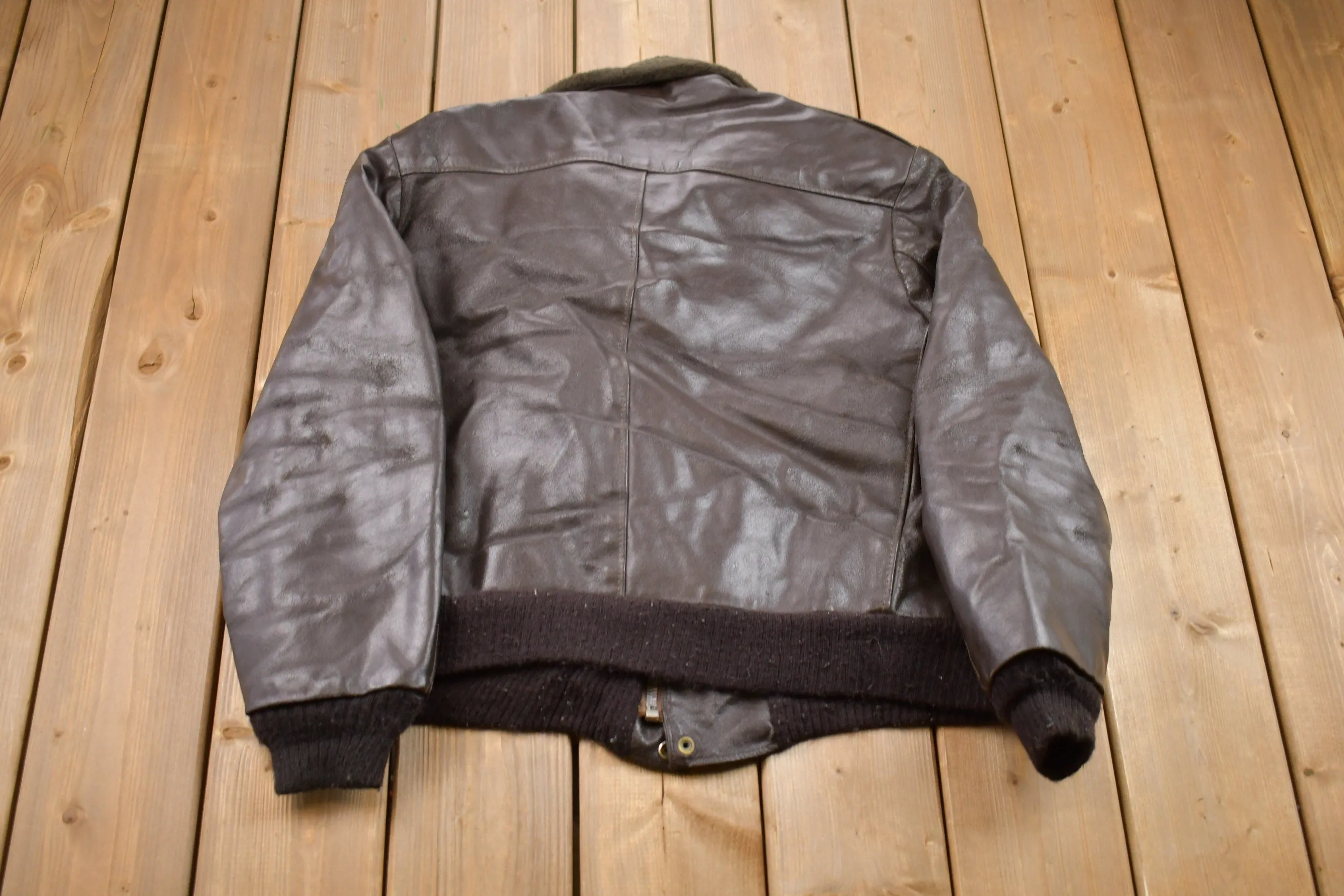 Vintage 1960s Sears The Leather Shop Leather Fur Jacket