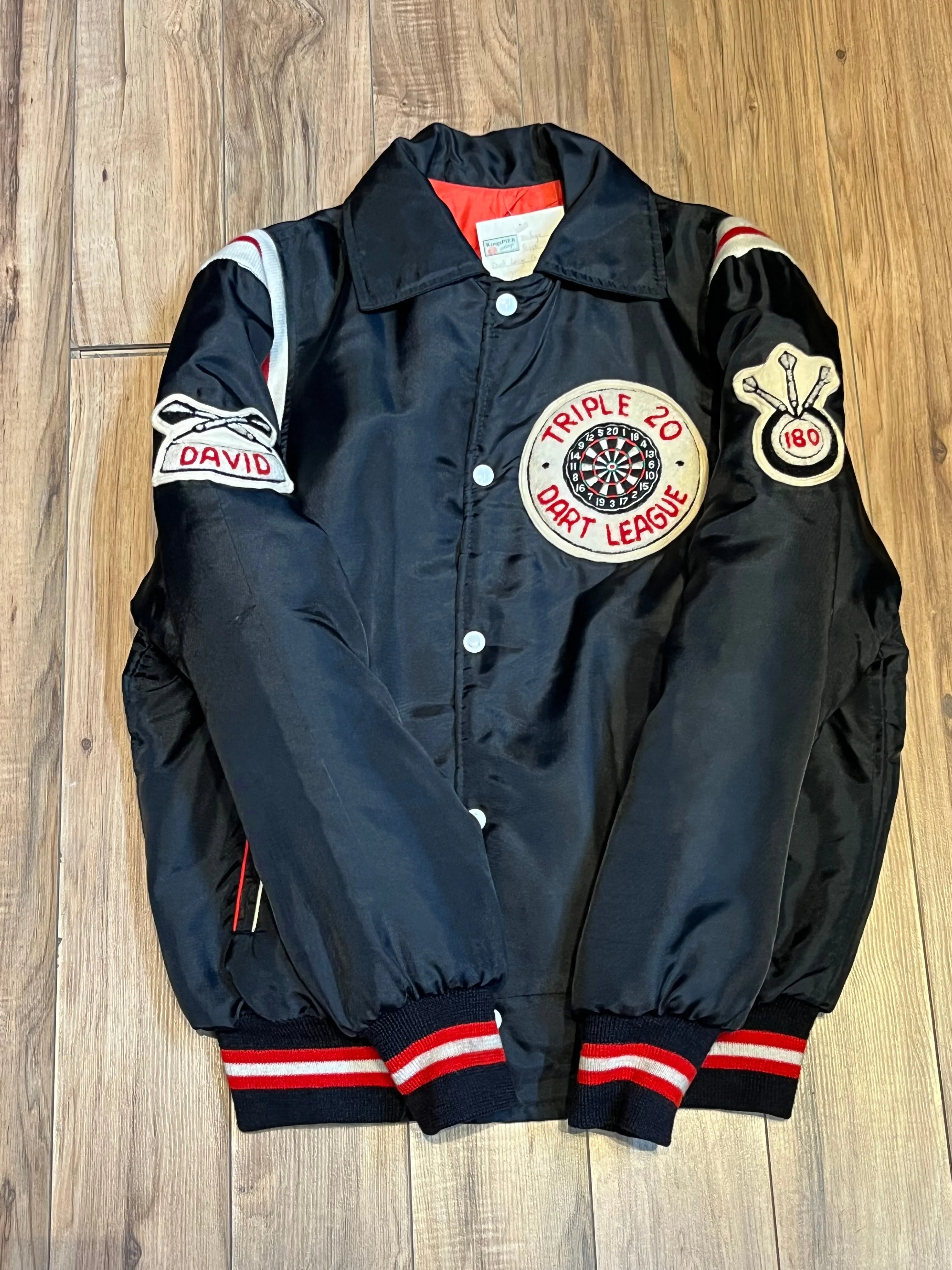 Vintage Triple 20 Dart League Black Varsity Jacket, Chest 48” SOLD