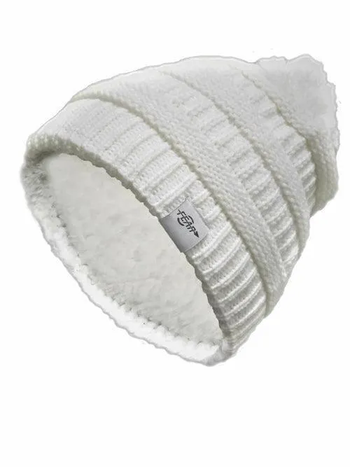 Warmest Plush Insulated Cuff Knit Pom Women Winter Beanie Hat Warm