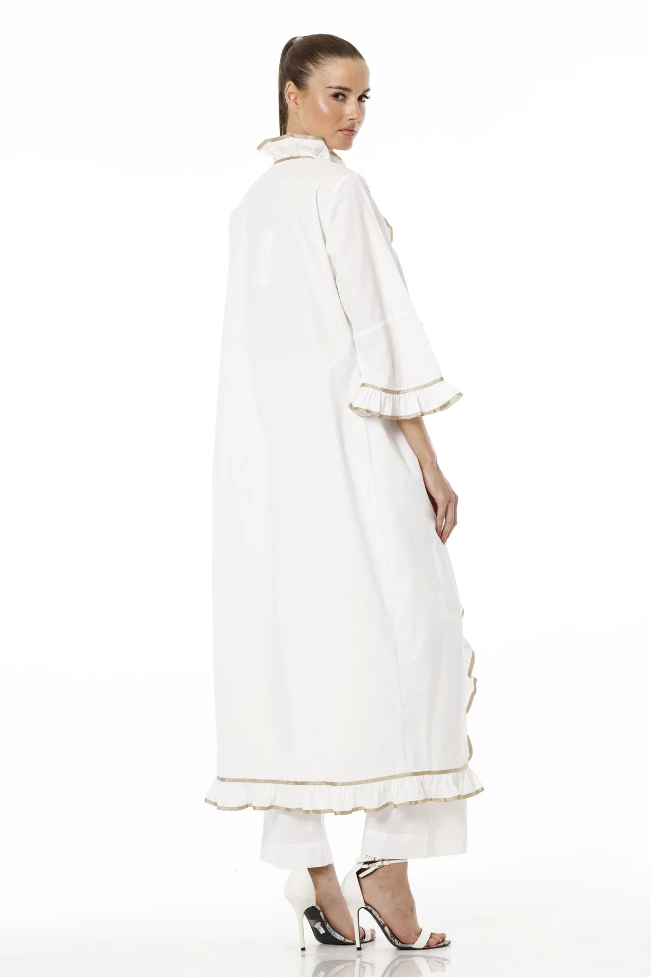 White Cotton Cover up Dress for Women