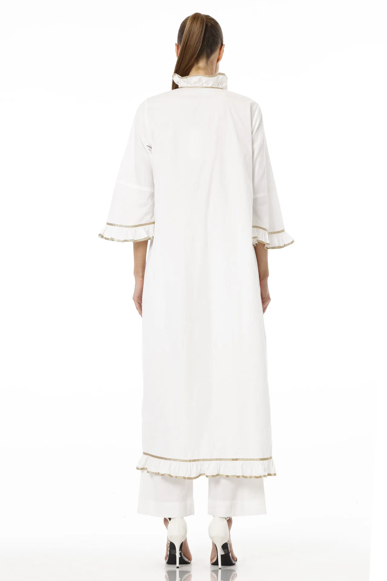 White Cotton Cover up Dress for Women