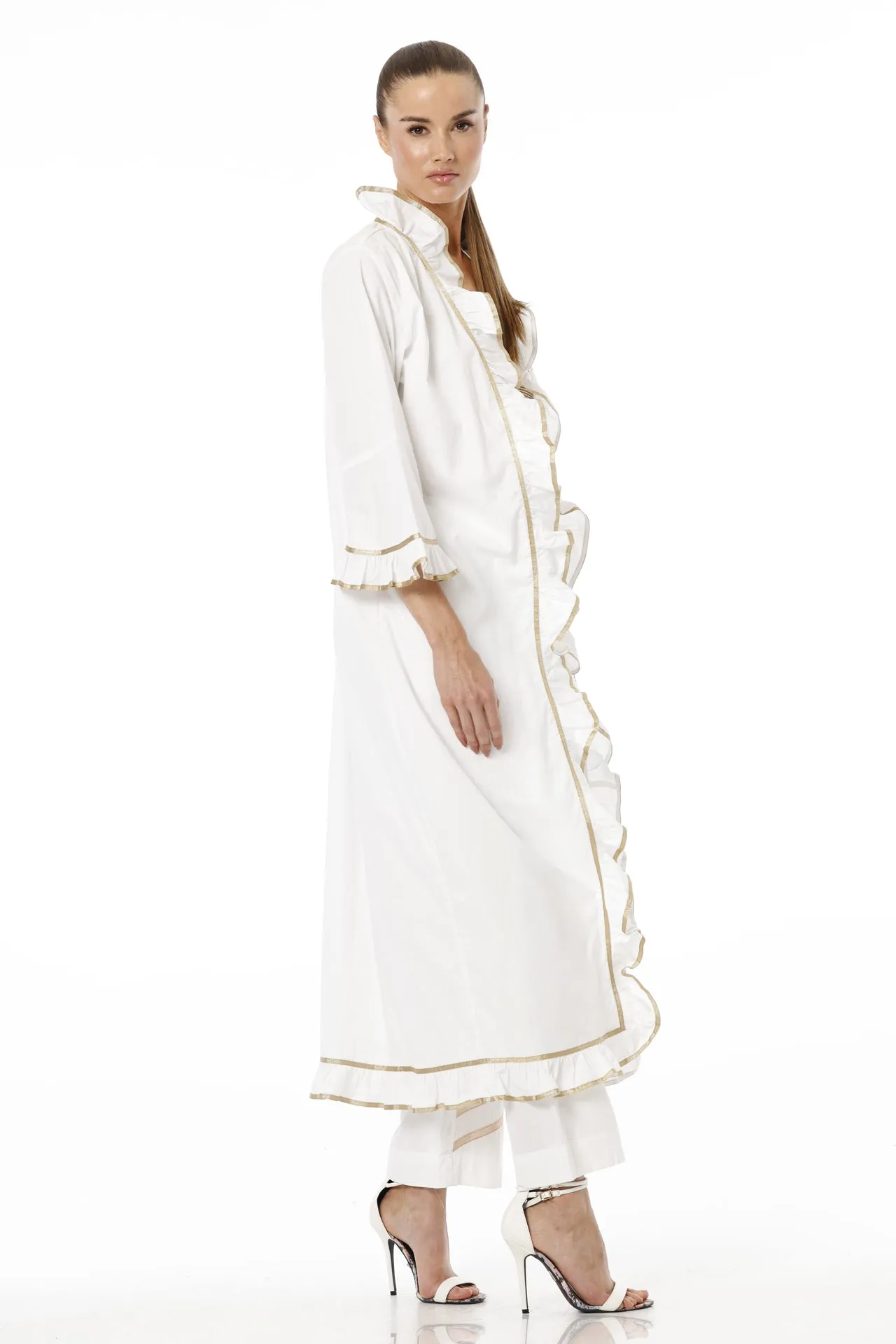 White Cotton Cover up Dress for Women