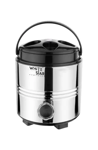 WHITESTAR Stainless Steel Insulated Water Dispenser for Office Home Kitchen I Hot and Cold Water Jug 3 Liters, Silver I Double Walled Steel & Sturdy Handle I Easy to Carry I Easy to Use & Maintain