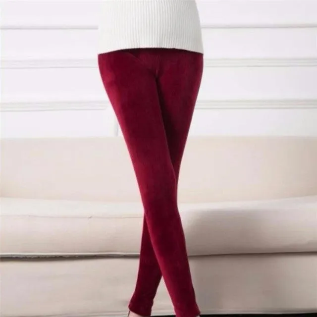 Wjczt Autumn Winter Fashion Thick Velvet Warm Double Sided Cashmere Leggings Warm Pants Knit High Waist Thermal Soft Leggings