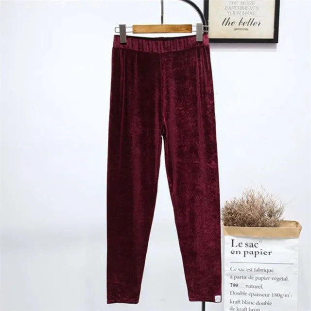 Wjczt Autumn Winter Fashion Thick Velvet Warm Double Sided Cashmere Leggings Warm Pants Knit High Waist Thermal Soft Leggings