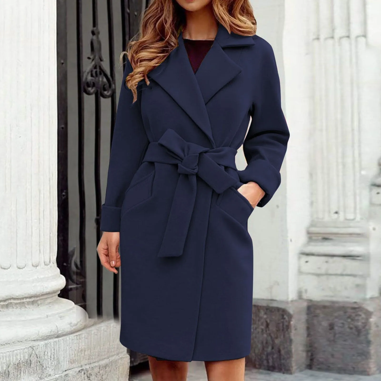 Women's Elegant Long Winter Trench Coat with Belt | Ideal for Autumn/Winter