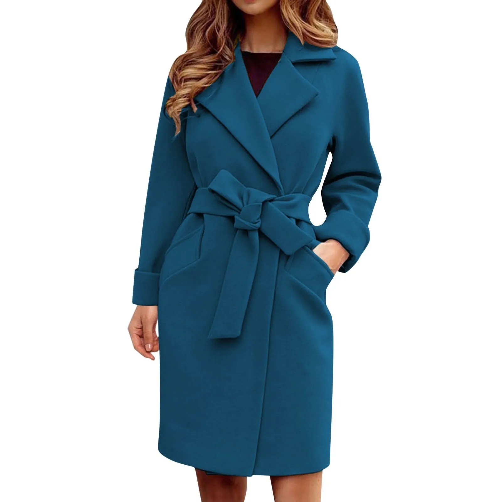 Women's Elegant Long Winter Trench Coat with Belt | Ideal for Autumn/Winter