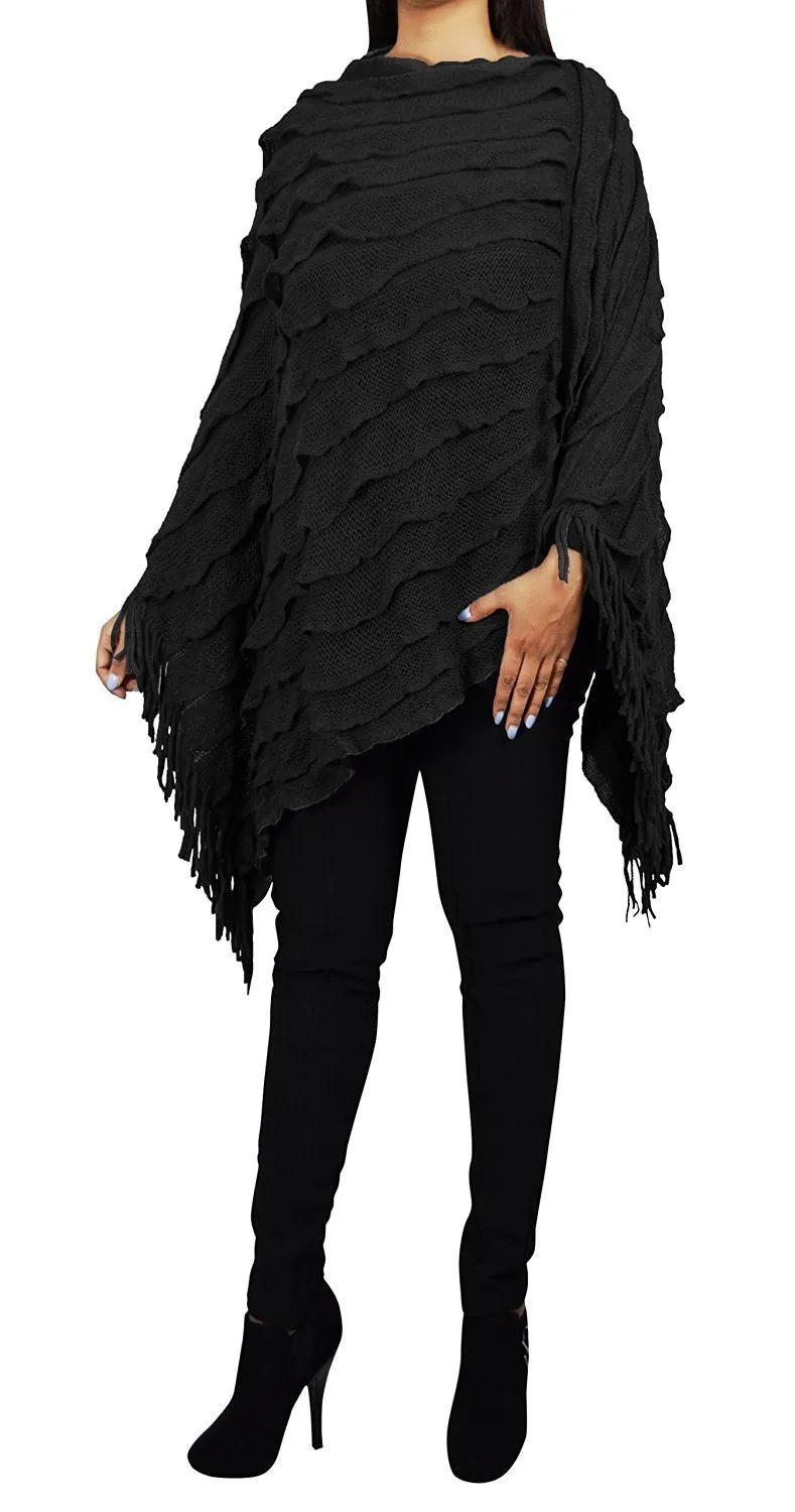 Women's Ruffle with Fringe Poncho