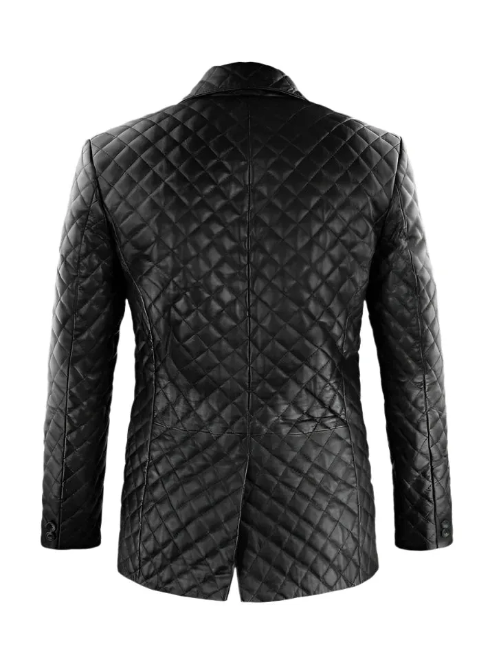 Worith Quilted Black Leather Blazer