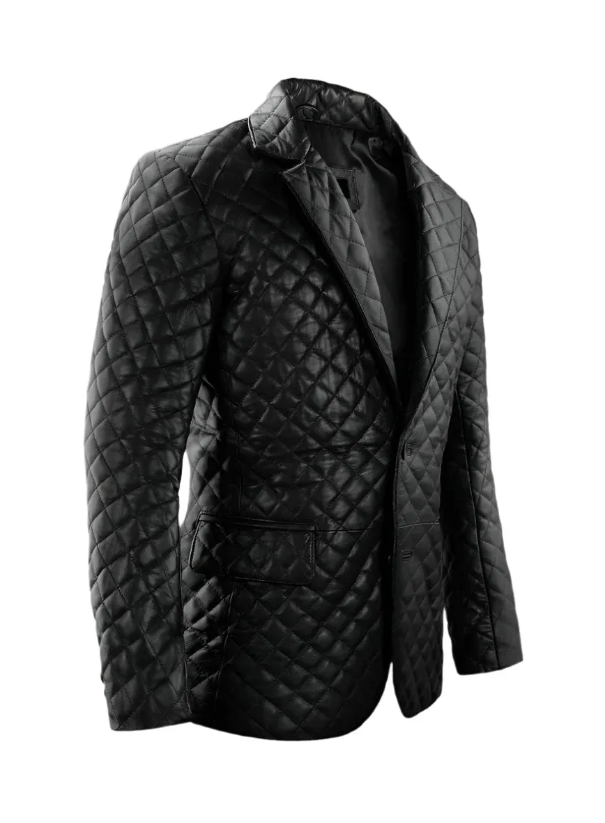 Worith Quilted Black Leather Blazer